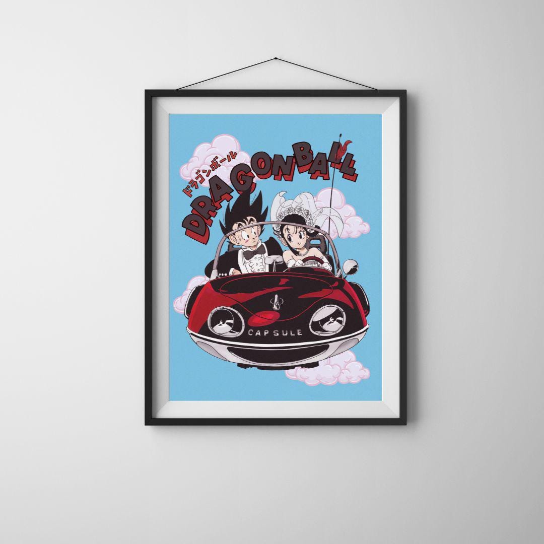 Dragon Ball Z Goku & Chi-chi, Anime Poster, Vintage Art Print, Wall Art ...