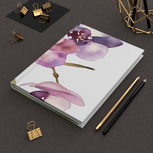 Floral Hardcover Journal, Elegant Matte Finish Notebook for Writers, Gift for Her, Orchid Design, Perfect for Journaling, Travel Logs, and