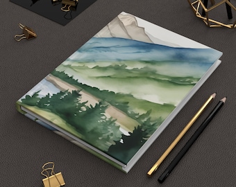 Von der Natur inspirierte Notizbuch | Nachdenkliches Notizbuch, Geschenk für Autoren, Umweltfreundliches Briefpapier, Berglandschaft, Rustikales Dekor