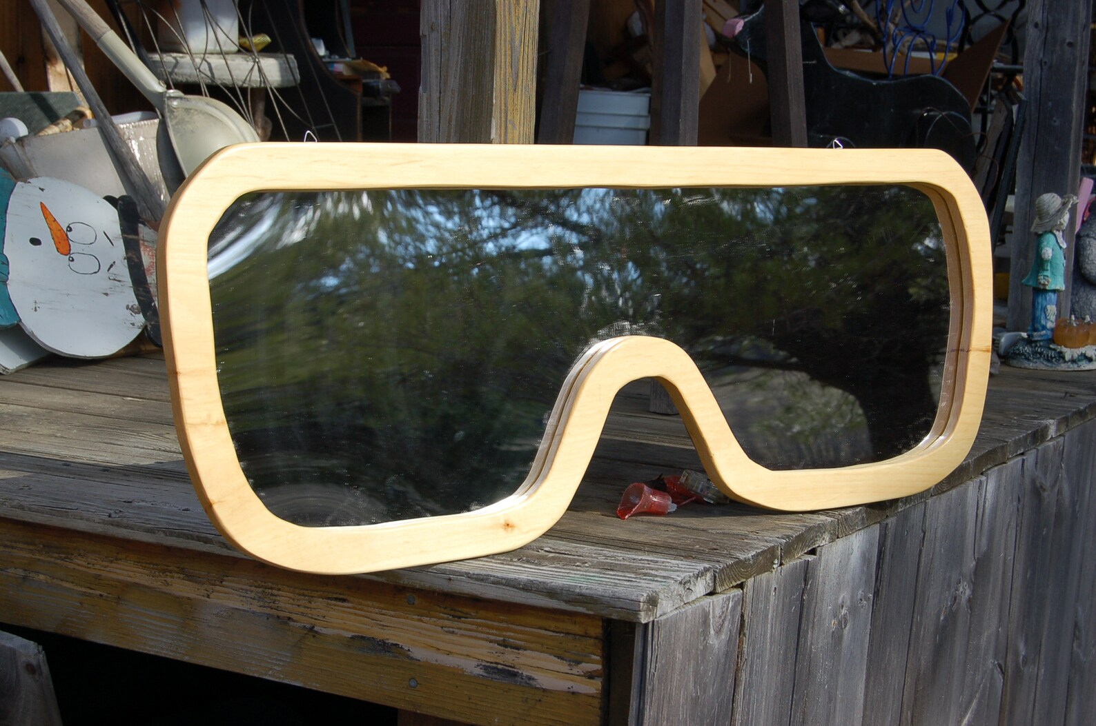 Snow goggle mirror wall hanging, sunglasses mirror 40 x 14 x 1 goggle