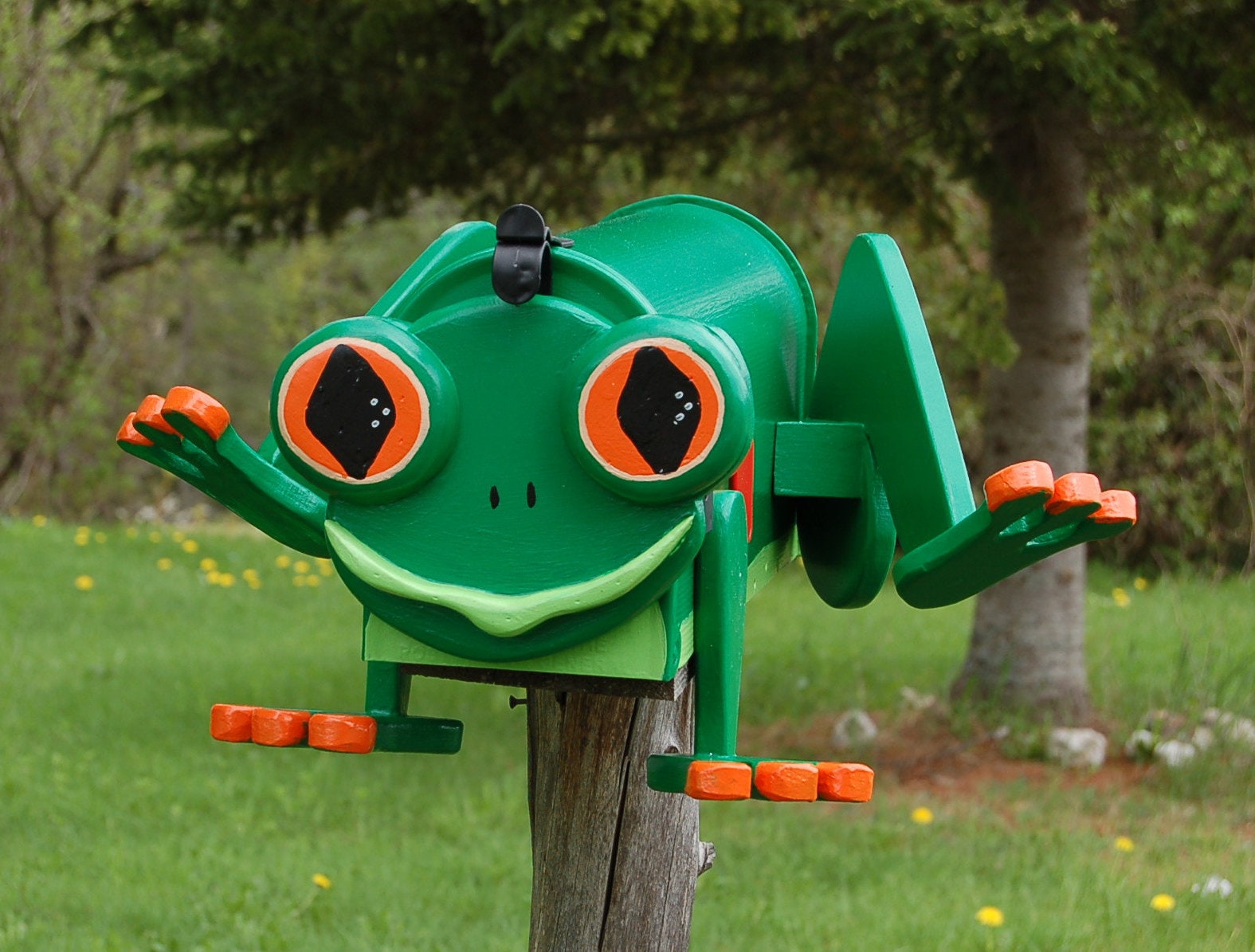 Tree Frog Custom Mailbox, animal gift,crossknots woodworking, custom mailbox, custom animal mailbox