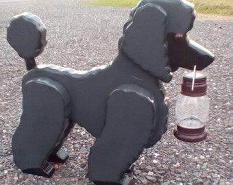 Poodle Dog Wooden Solar Light - With Changing Light