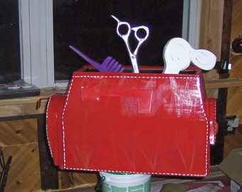hand bag mailbox,Purse holding a shears and a comb and a hairdryer. hair dressers mailbox,purse lover mailbx