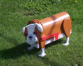 Bulldog puppy mail box, Bulldog Mailbox , pet lover gift, custom mailbox, dog yard decor, bulldog art, wooden mailbox, custom animal mailbox