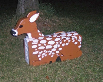 spotted Deer fawn laying down  mailbox, wildlife  animal mailbox, custom mailbox