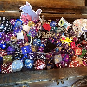 Mystery Scoop of Treasure | RPG Dice| Mystery Dice | Dnd | Pins, stickers, and more gifts for Dungeons and Dragons Players and Game Masters