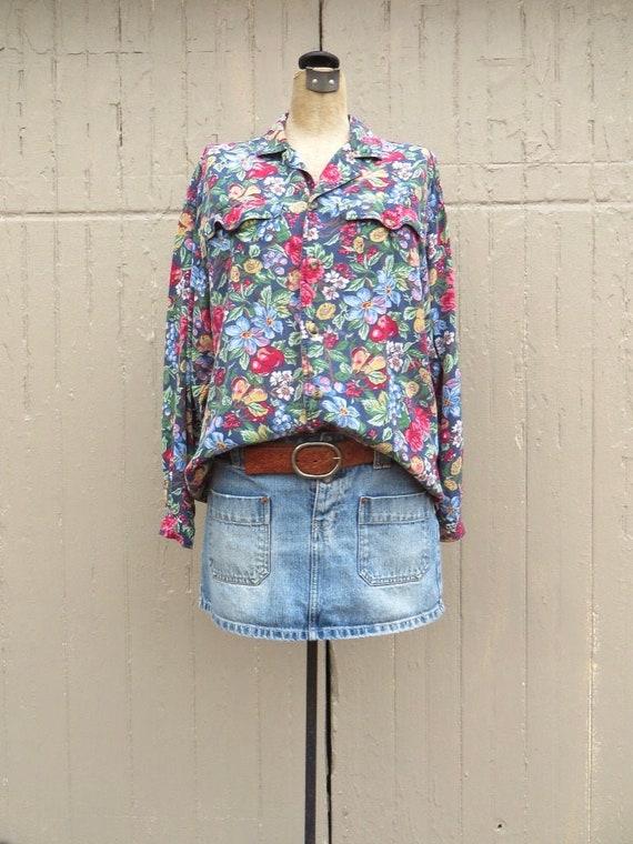 80s vintage LizWear Colorful Botanical Floral and