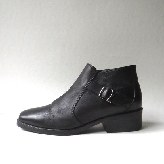 90s vintage Laura Scott Black Leather Square Toe … - image 8