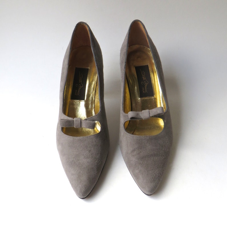 Vintage Sesto Meucci Grey Suede Mary Jane Pumps With Bows - Etsy