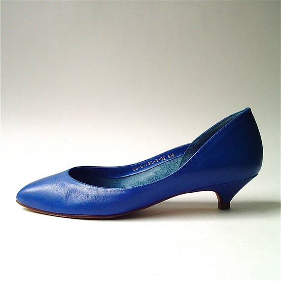 Cobalt blue kitten heel shoes sale