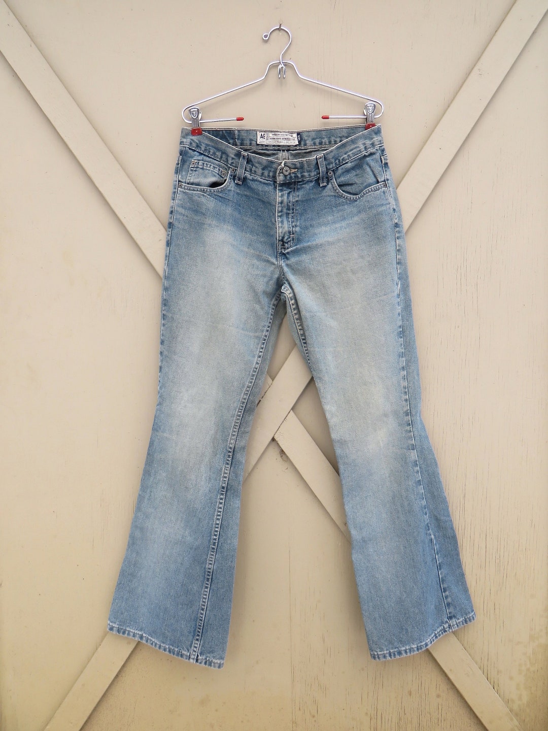 90s Vintage AEO Mid Rise Faded Denim Flare Jeans / American - Etsy