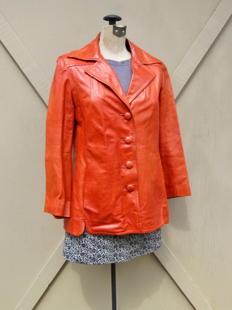 70s vintage Rodero Rust Orange Spanish Leather Jacket Distressed vintage Glove Leather CoatBoho Hippie Hipster Indie Festival Leather Coat