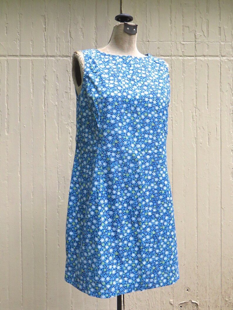 90s vintage Blue Ditsy Floral Print Cotton Sundress Floral Print Cotton Sundress
