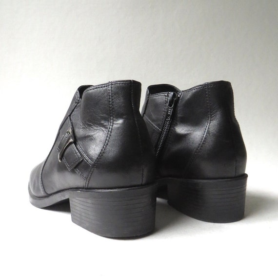 90s vintage Laura Scott Black Leather Square Toe … - image 5