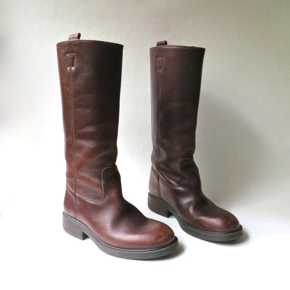 J. Crew Tall Brown Leather Riding Boots Vintage Tall Brown Leather Boots Boho