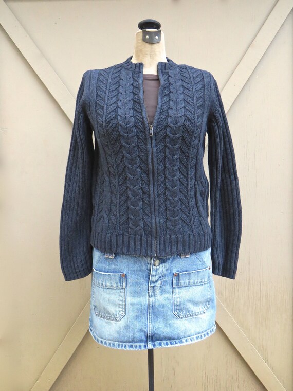 cable knit zipper cardigan