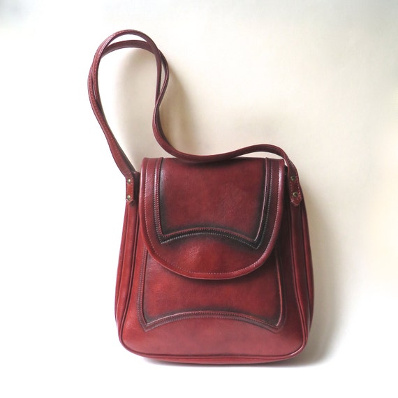 60s/70s vintage Large Boho Mottled Brick Red Vinyl