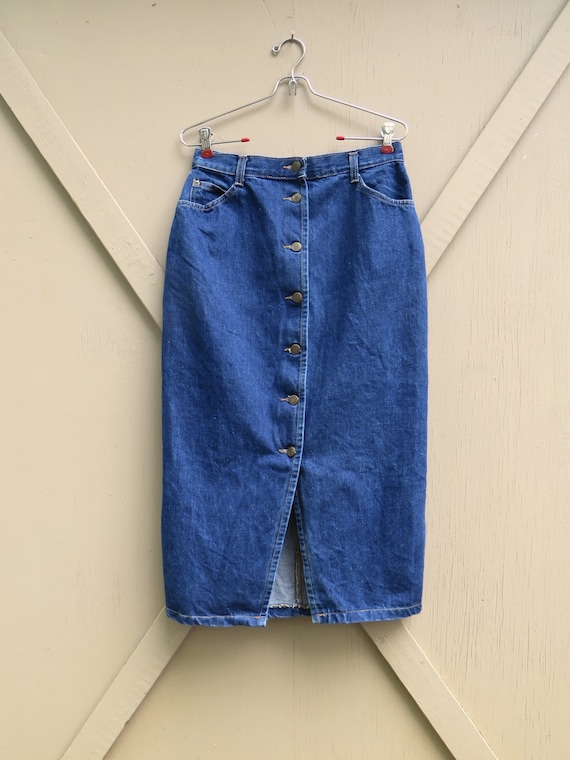 Vintage 80s Denim Pencil Skirt 28 Goldie