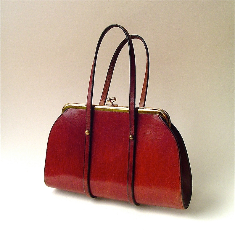 Mid Century vintage Etienne Aigner Oxblood Leather Handbag | Etsy