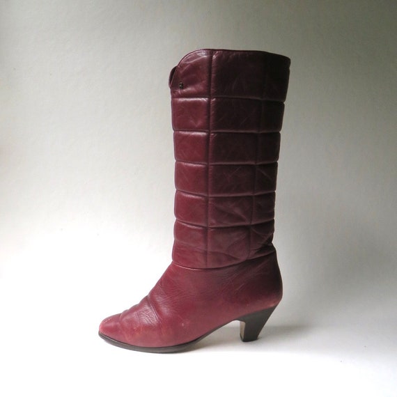 70s/80s vintage Etienne Aigner Quilted Burgundy L… - image 5