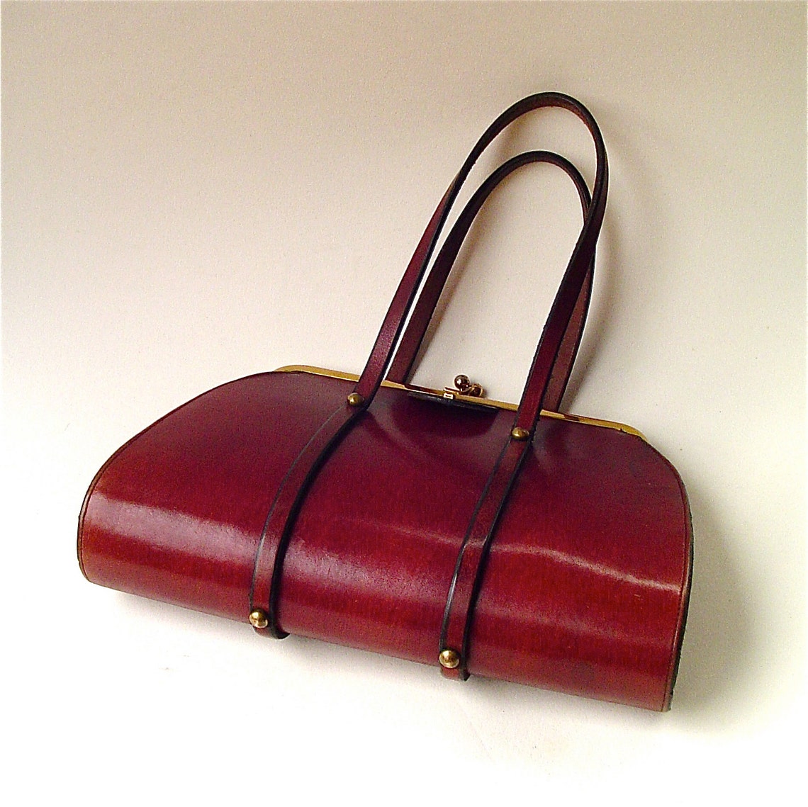 Mid Century vintage Etienne Aigner Oxblood Leather Handbag Etsy