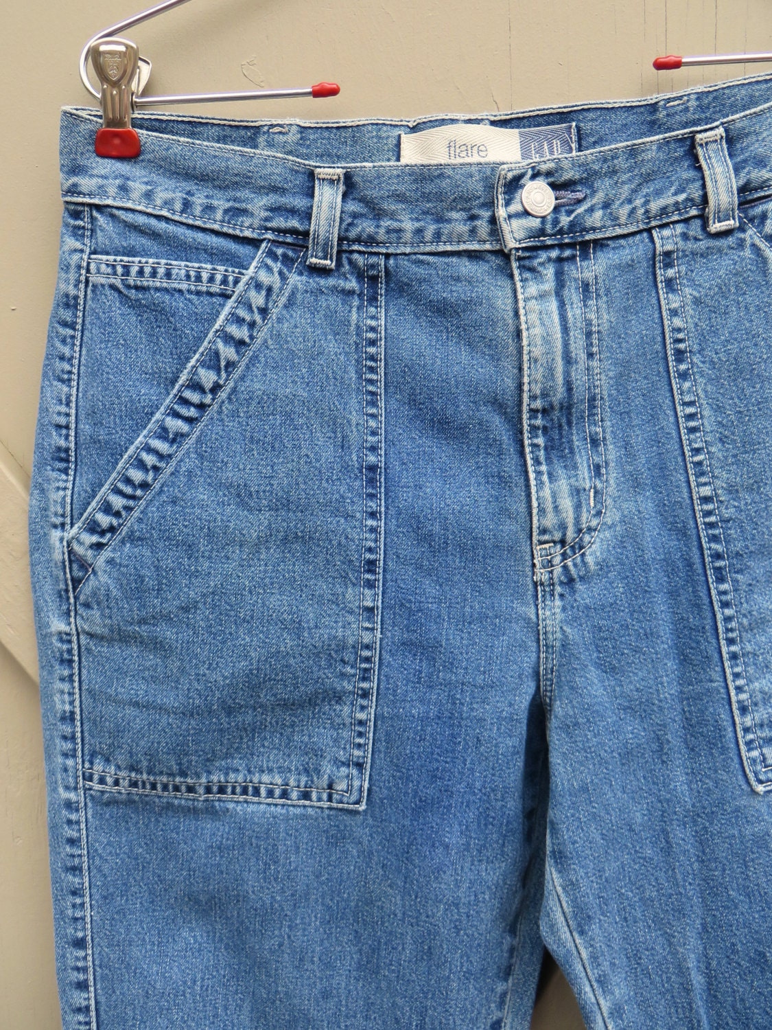 90s Vintage Gap High Waist Medium Wash Denim Flare Jeans / Gap Utility ...