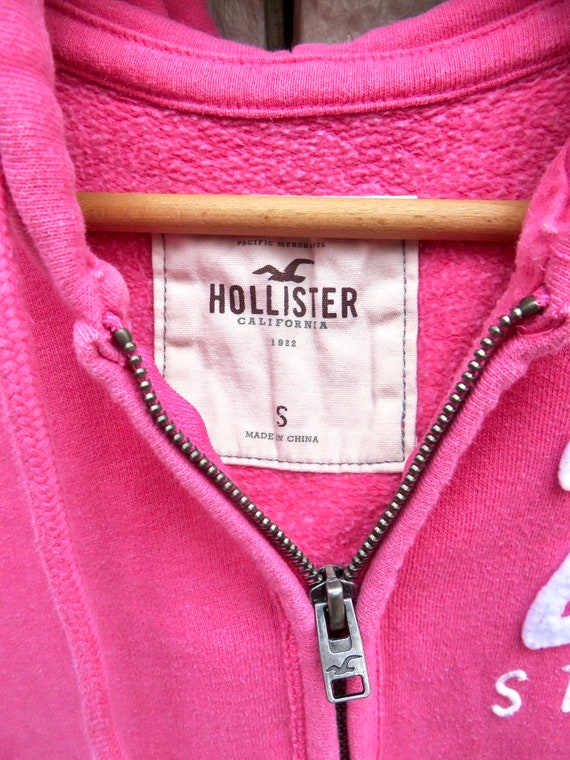 Y2K vintage Hollister Hot Pink Zip Up Hoodie / Ho… - image 6