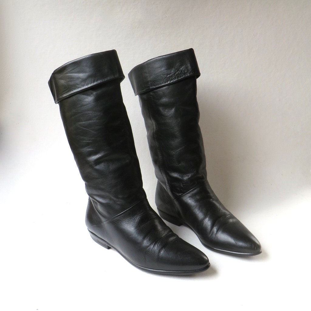 womens black leather slouch boots