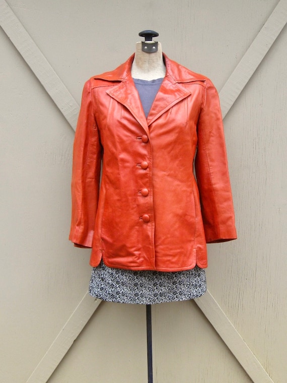 70s vintage Rodero Rust Orange Spanish Leather Jac