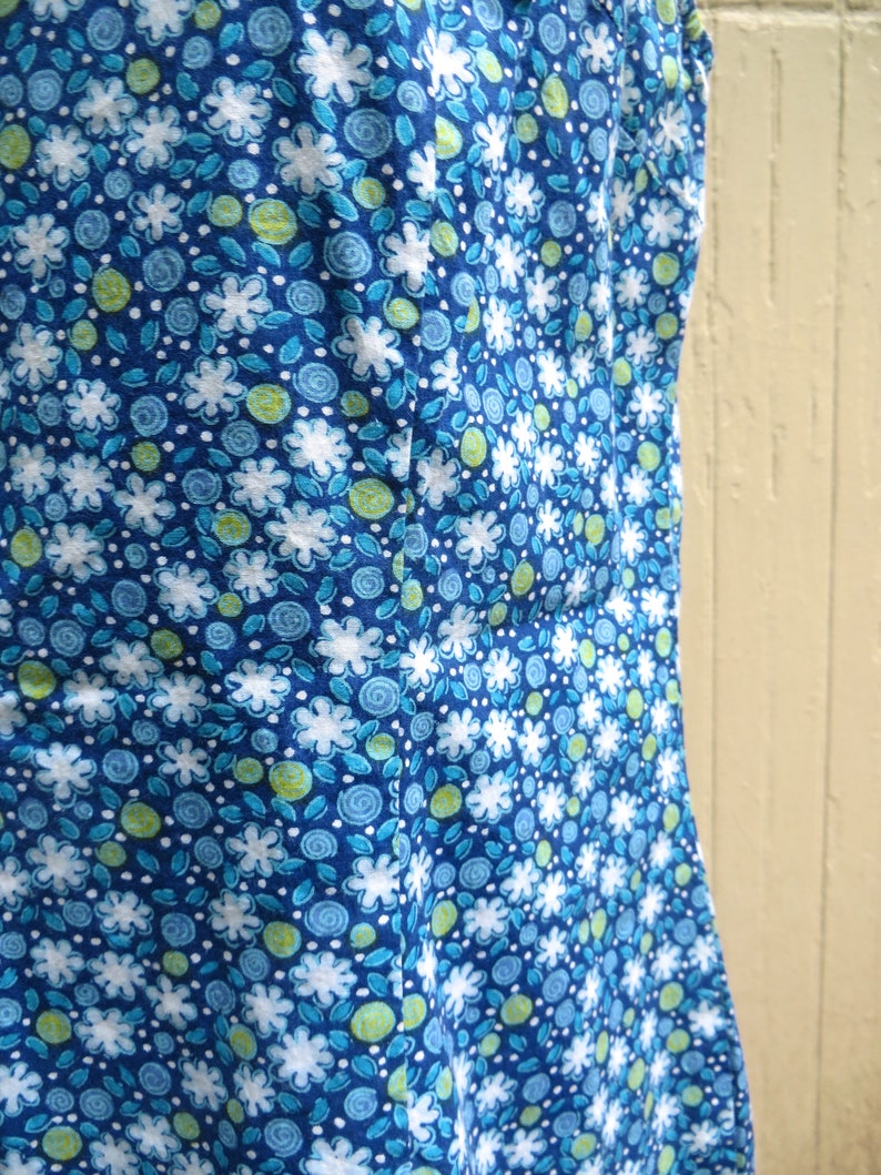 90s vintage Blue Ditsy Floral Print Cotton Sundress Floral Print Cotton Sundress