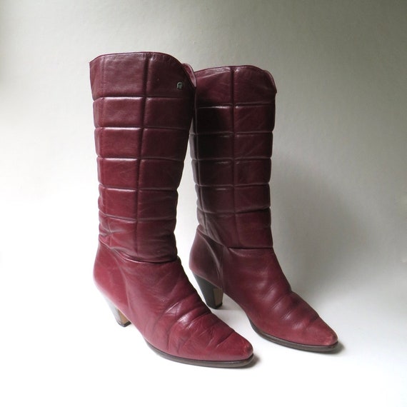 70s/80s vintage Etienne Aigner Quilted Burgundy L… - image 3