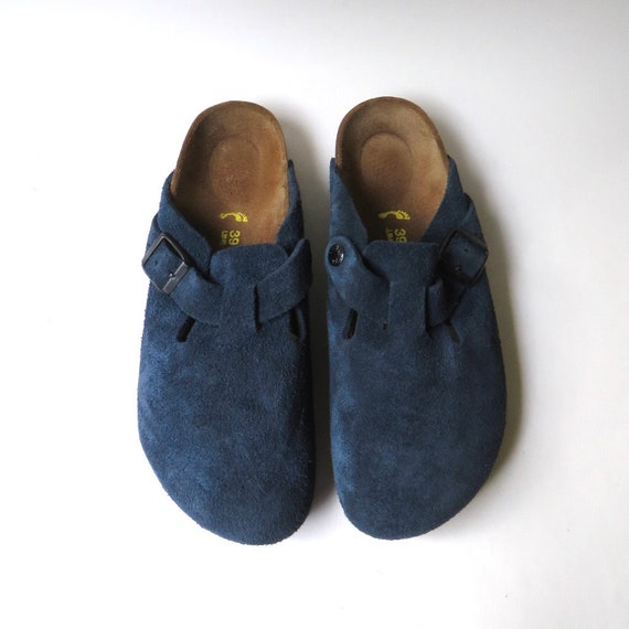 navy birkenstock clogs