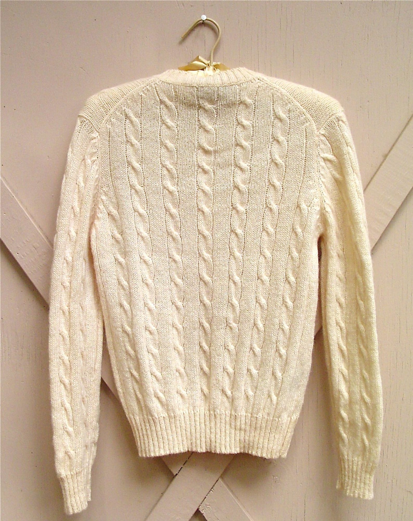 Vintage Cream Cable Knit Shetland Wool Cardigan Sweater | Etsy