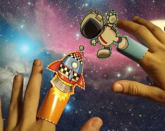 NEW *** Space Paper Finger Figures for Kids / Amazing Puppet Imagination Game