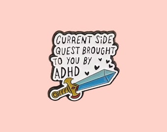 ADHD Sword Enamel Pin: Mental Health Awareness Gamer Brooch