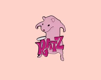 Pin de esmalte de ratón rosa de dibujos animados: insignia de solapa de rata fuerte kawaii