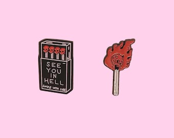 Skelett „See You In Hell“ Emaille Pin – Halloween Punk Brosche