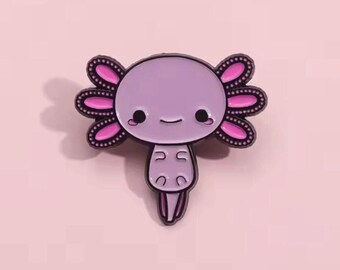 Kawaii Cartoon Axolotl Enamel Pin – Funny Backpack Brooch