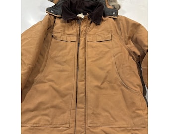 Mens 45 Vtg Artic Carhartt Jacket CO186 Heavy Barn Work Chore Coat Duck Hood XL