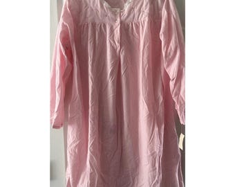 Vintage Katz Nightgown Pink Womens Embroidered Lace Long Sleeve Large NWT 70's
