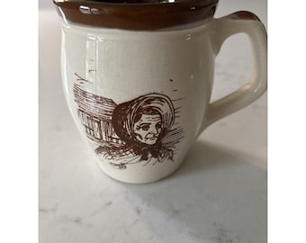 HAB Crocks Poteries Habitant Canada Rural Scene Pottery Coffee Mug Claude