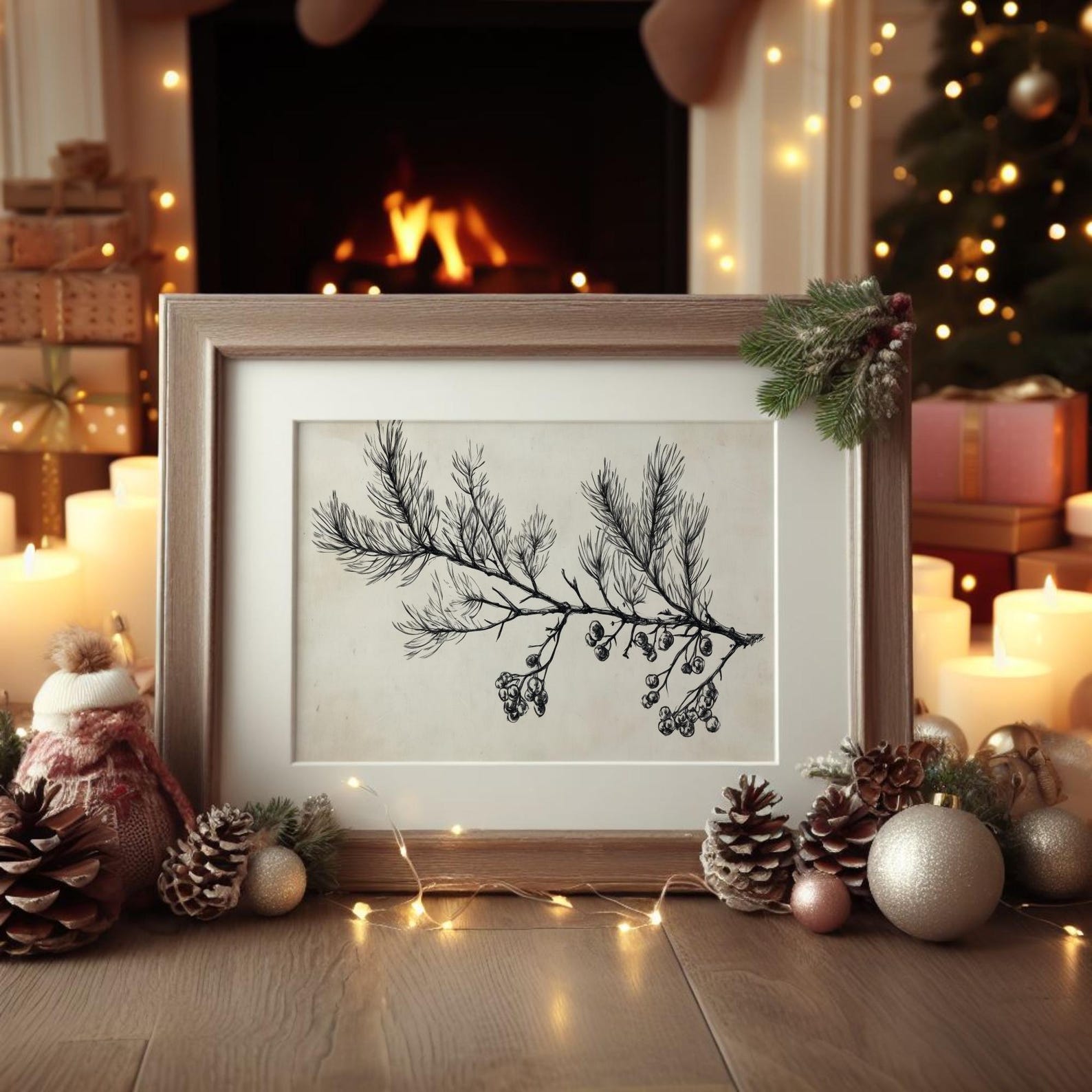 Vintage Christmas Prints Set of Winter Wall Art Santa Claus Print ...