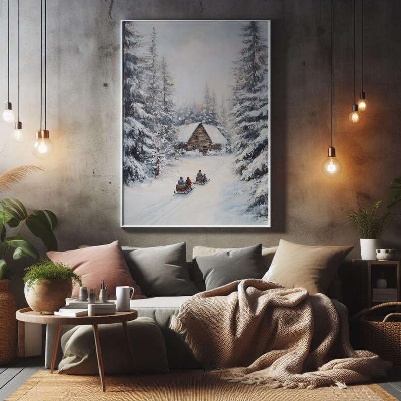 Vintage Christmas Prints Set of Winter Wall Art Santa Claus Print ...