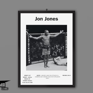 Cartaz do UFC de Jon Jones | Impressão de arte de MMA | Decoração de noite de luta | Presentes para fãs do UFC | Arte de parede de caverna do homem
