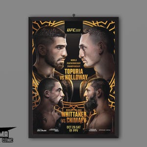 UFC 308 Poster | Topuria vs Holloway | Whittaker vs Chimaev | MMA Wall Art