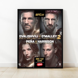 Pôster do UFC 316 | Dvalishvili x O&#39;Malley 2 | Peña x Harrison | Lutas pelos títulos peso-galo e peso-galo feminino | Arte de parede do MMA