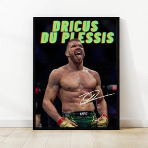 Pôster de Dricus Du Plessis | Astro do peso médio do UFC | Lutador do UFC | Arte de parede do MMA | Decoração de noite de luta | Presentes para fãs do UFC | Arte de parede da caverna do homem