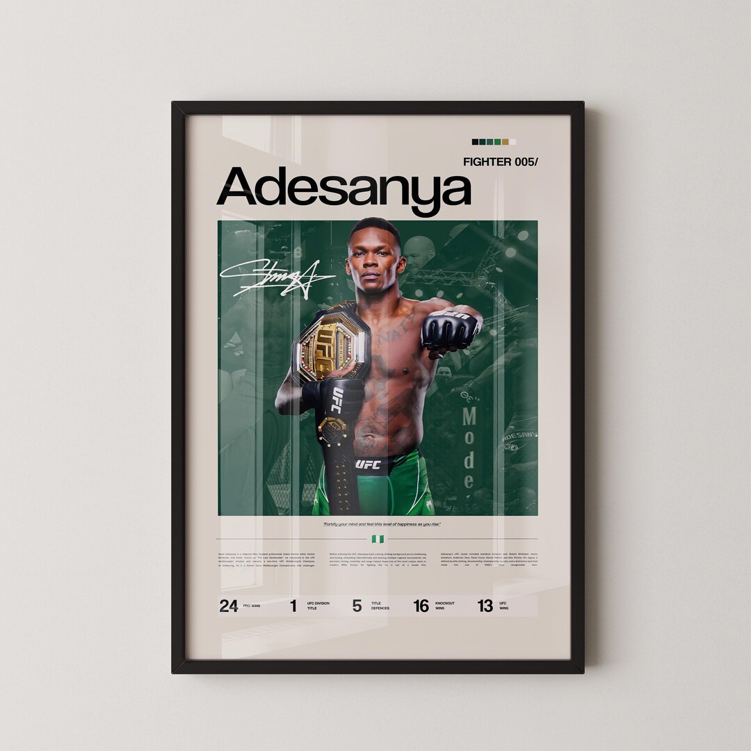Stylebender Poster Israel Adesanya Poster, UFC Inspired MMA Wall Art, Fighter Legacy Print ...