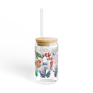 Ocean-Inspired Sipper Glass, Perfect for Summer Parties, Eco-Friendly Drinkware, Nautical Decor, Unique Gift Idea, Beach Theme