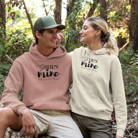 Felpa con cappuccio personalizzata ricamata per coppia abbinata